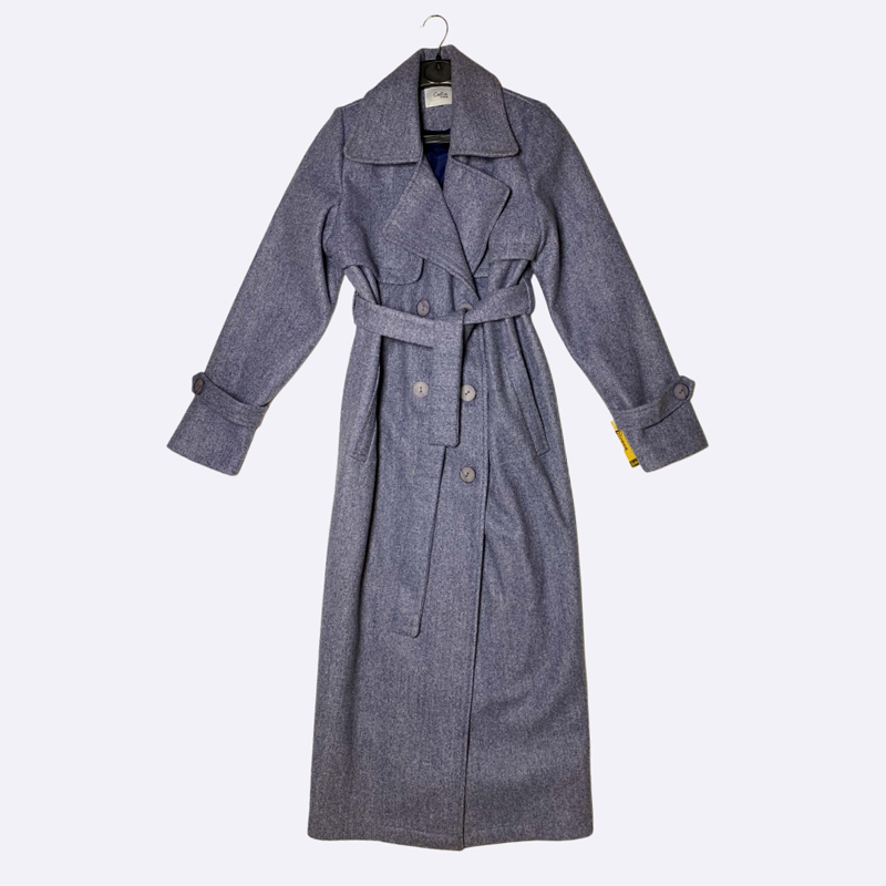 Women's Long Wool Blend Trench Coat