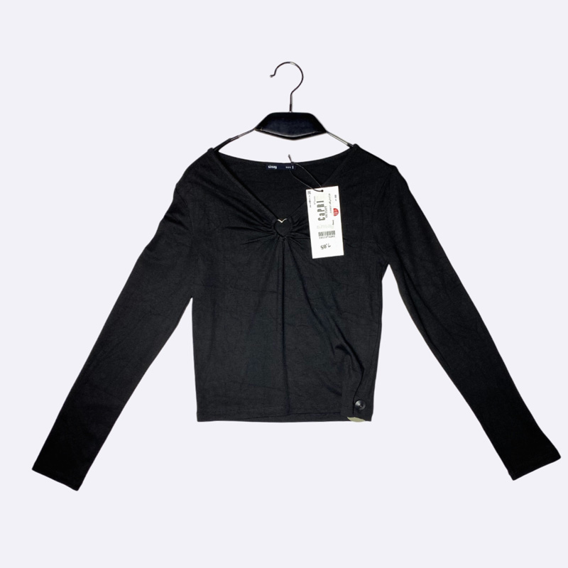 Women's Long-Sleeve Top with Metal Ring Detail