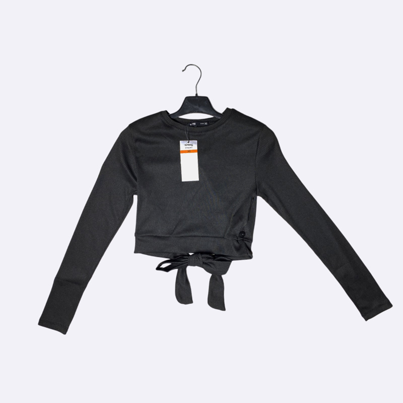 Women's Ribbed Tie-Back Crop Top