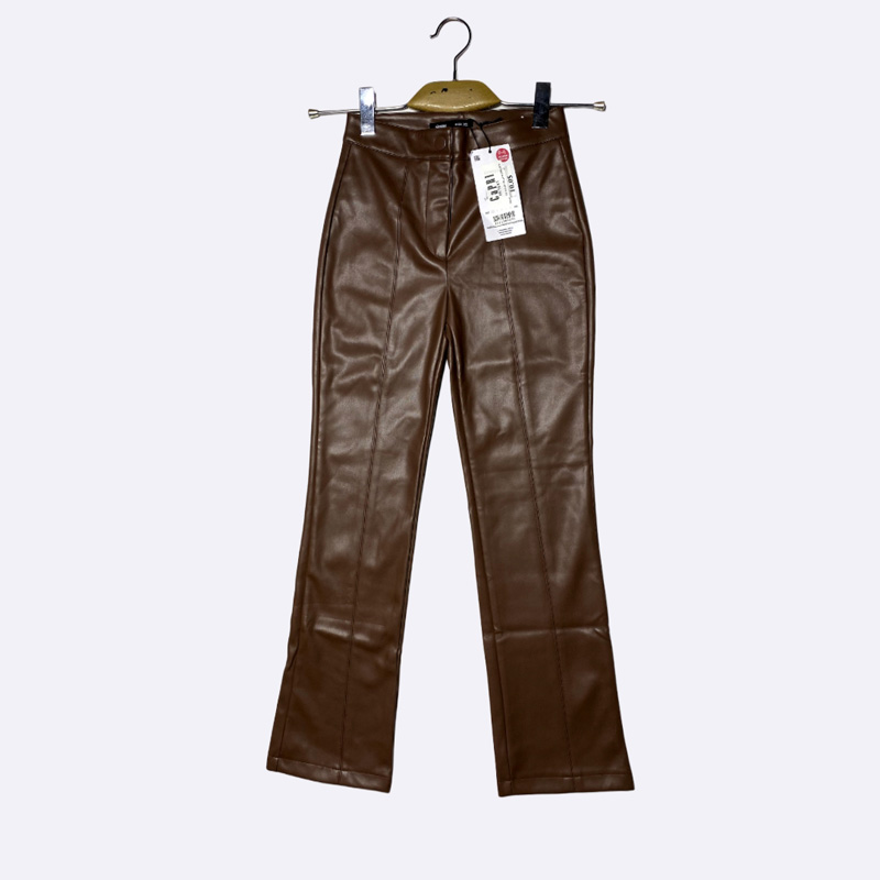 Faux Leather Flare Trousers
