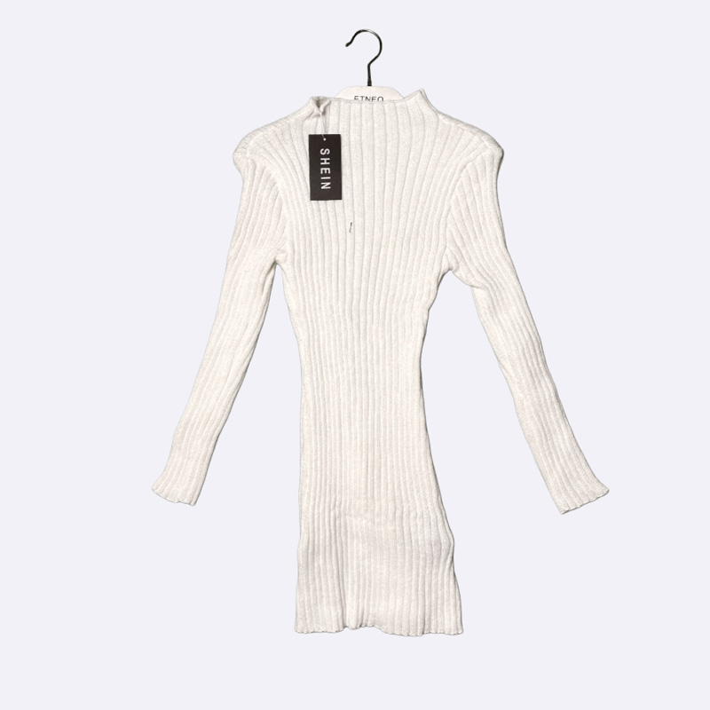 Ribbed Knit Mock Neck Mini Dress