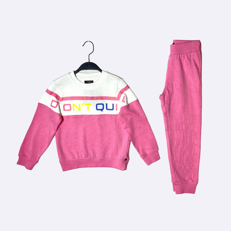 OVS Girls "Don't Quit" Pink Tracksuit