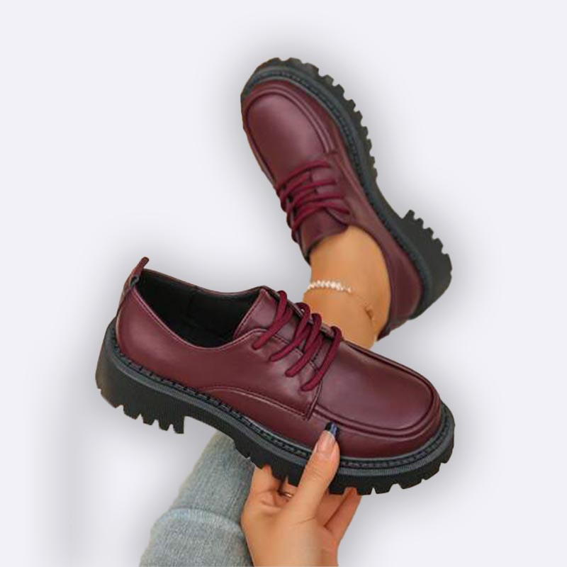 Burgundy Platform Oxford Shoes
