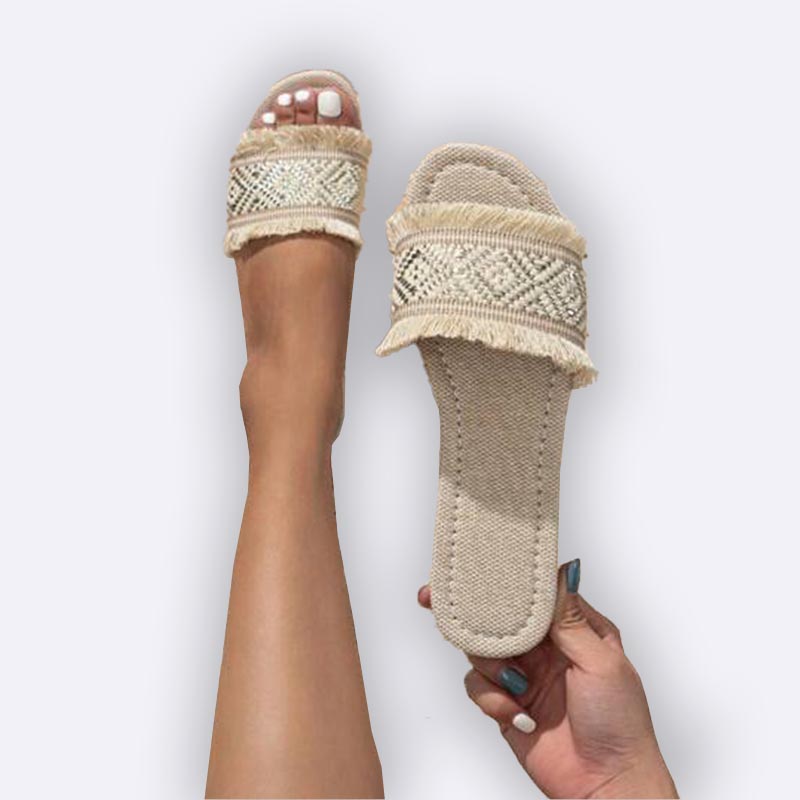 Bohemian Fringe Slide Sandals