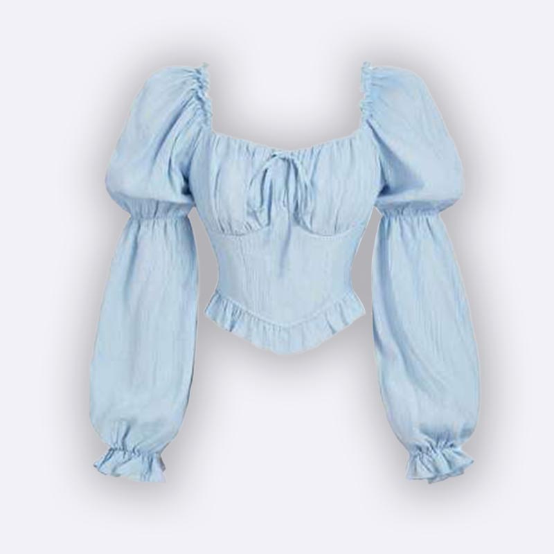 Sky Blue Romantic Puff Sleeve Top