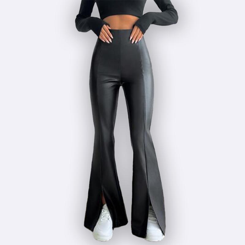 Edgy Faux Leather Flare Set