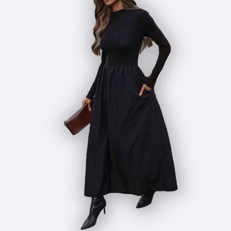 Elegant Mock Neck Maxi Dress