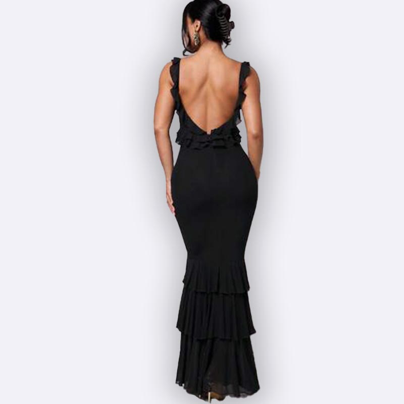 Sultry Ruffle-Trimmed Mermaid Gown