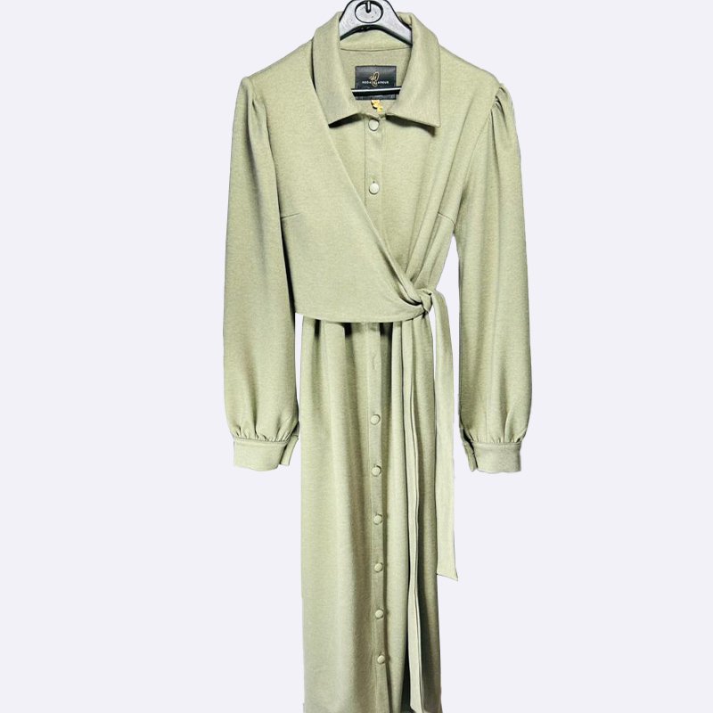 Elegant Wrap-Front Button-Down Midi Dress