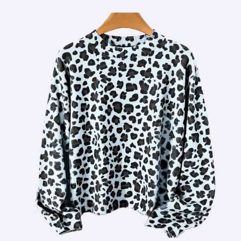Snow Leopard Print Long Sleeve Top