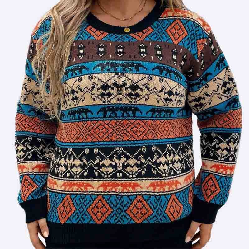 Retro Pattern Knit Sweater