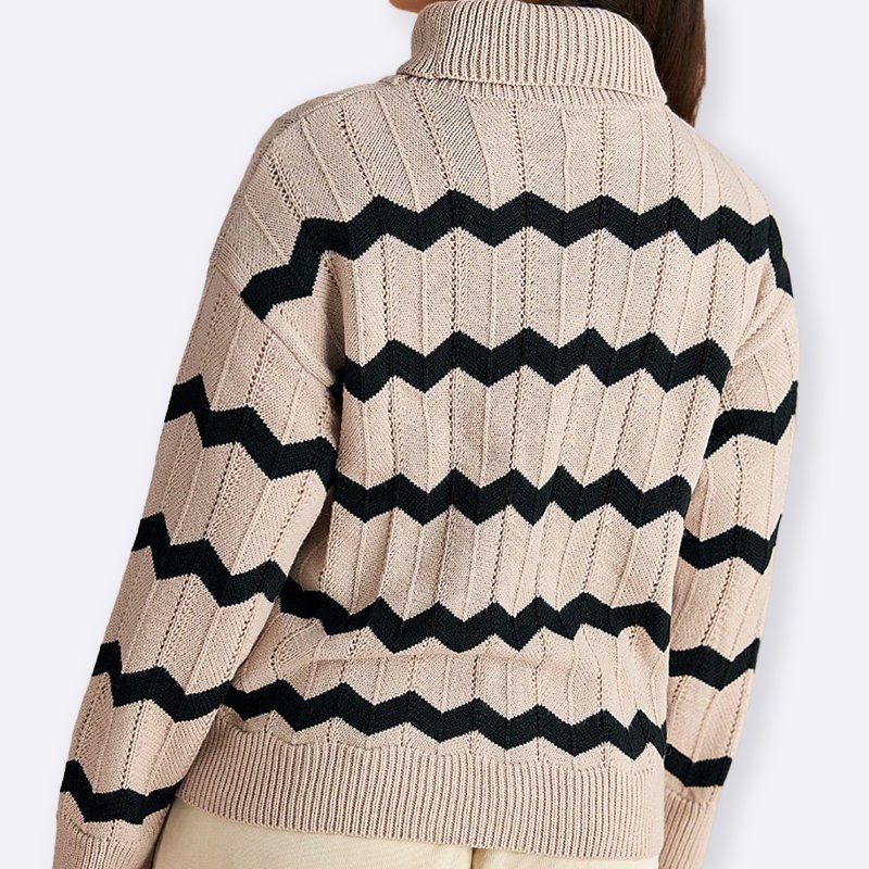 Chevron Chic Turtleneck Sweater