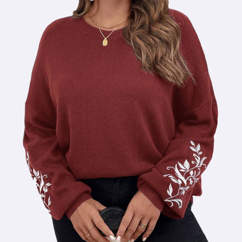 Floral Embroidered Oversized Knit Sweater