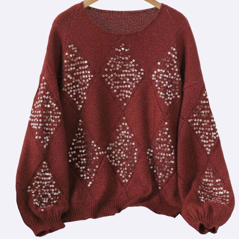 Sequin Diamond Knit Sweater
