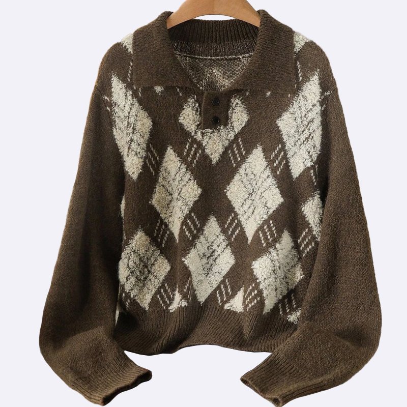 Vintage Argyle Knit Sweater