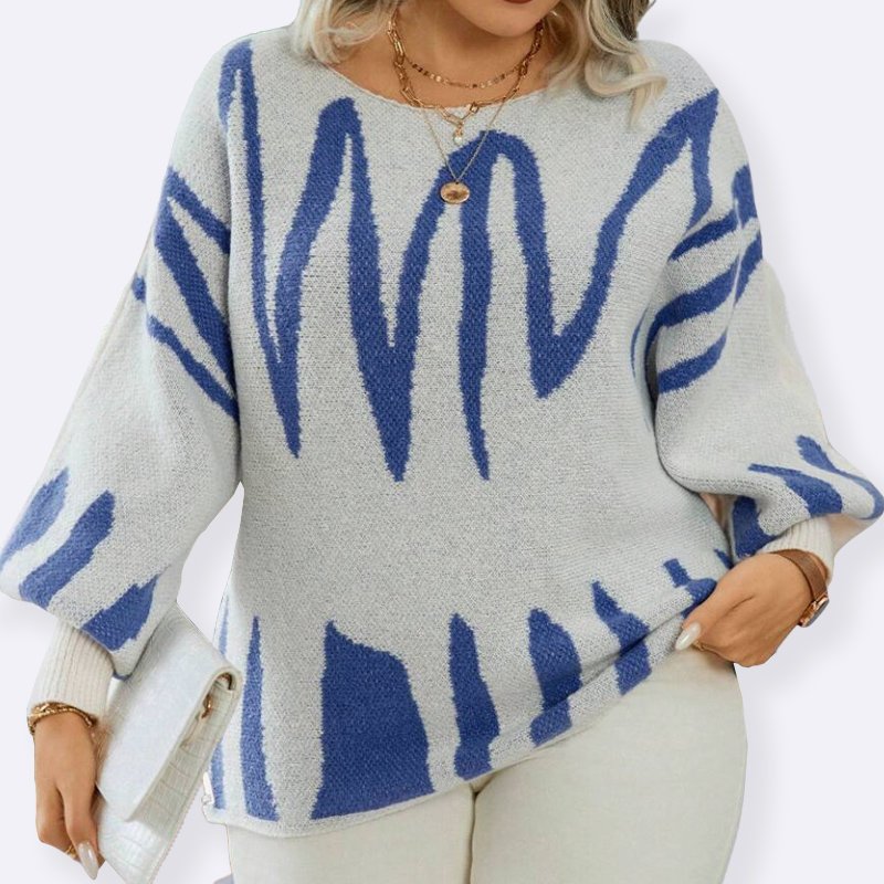 Abstract Wave Knit Sweater Top