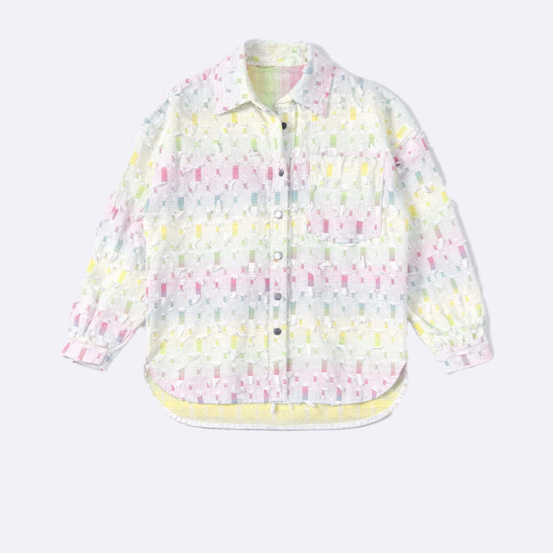 Rainbow Textured Button-Down Shirt