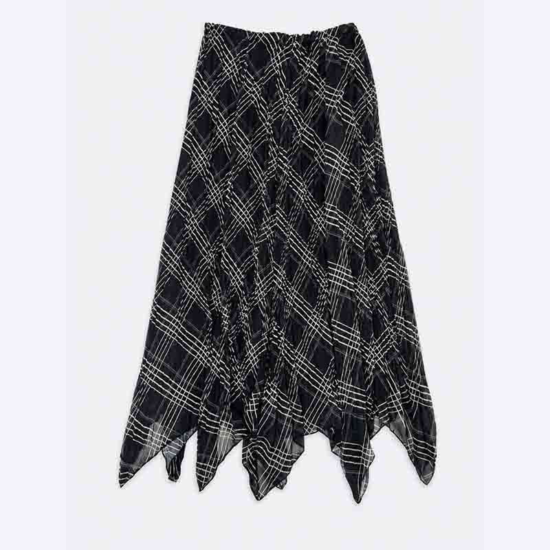 Printed Asymmetrical Midi Skirt