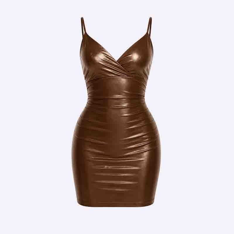 Slim Fit Leather Mini Dress
